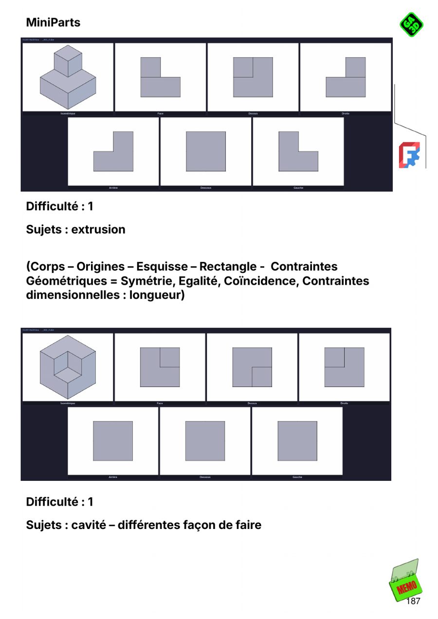 MiniParts de difficulté 1