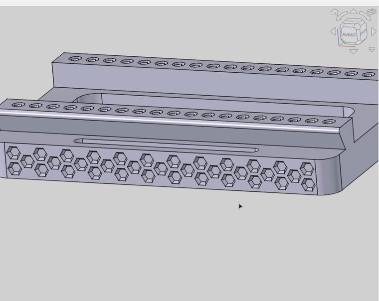Décor HexFill : cavité de 1 mm, dépouille de 30°