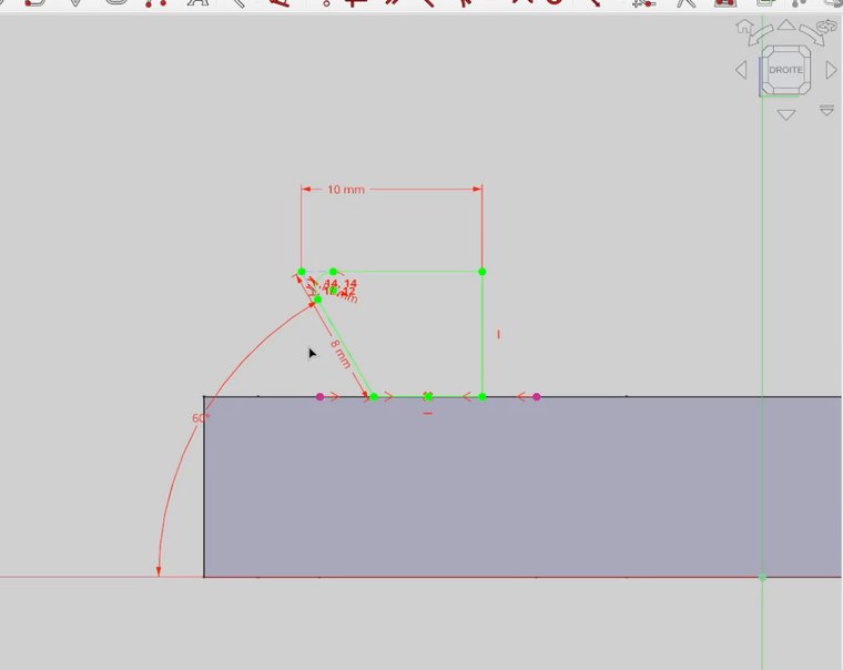 Profil du rail : 8 × 10 mm, flanc à 60°
