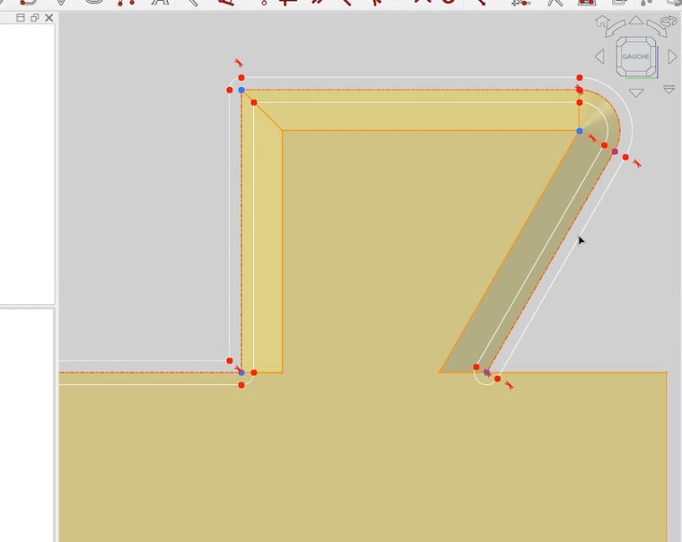 Profil projeté puis décalé de 0,3 mm